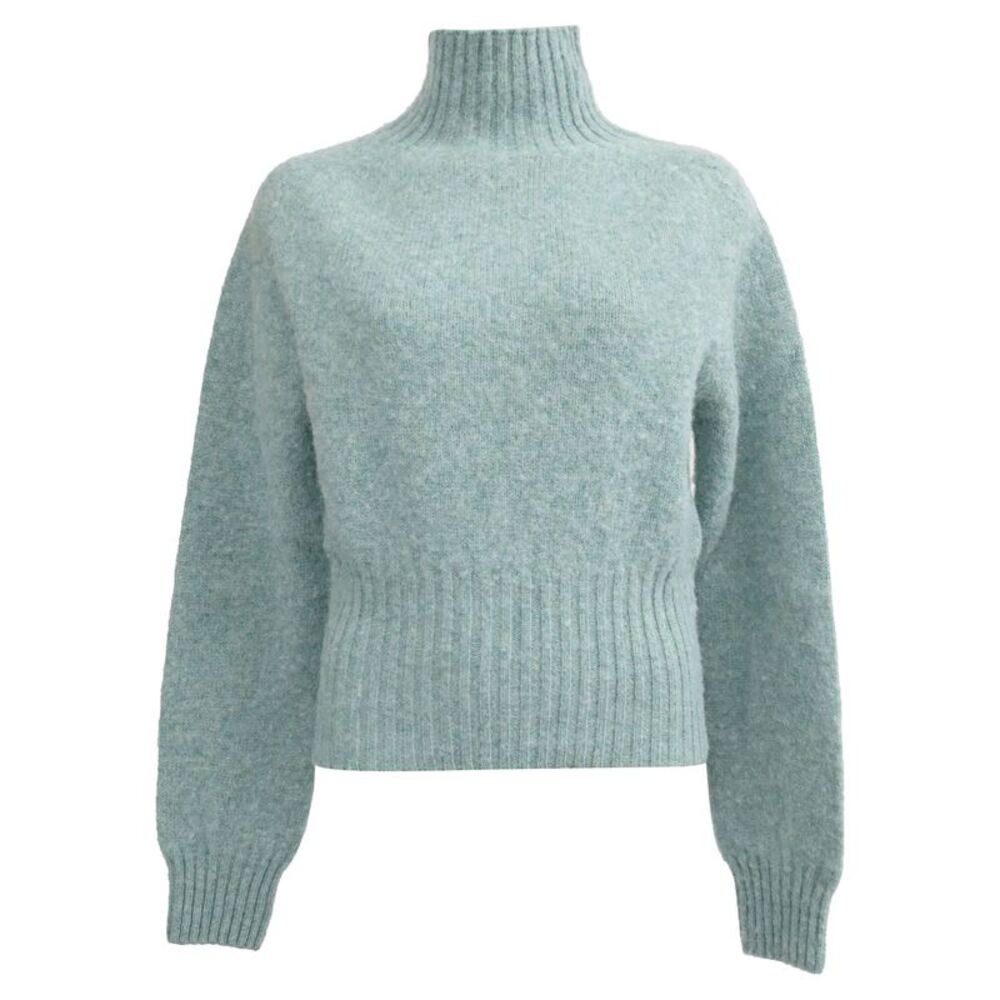 Victoria Beckham Knitted Turtleneck Sweater in Turquoise Wool